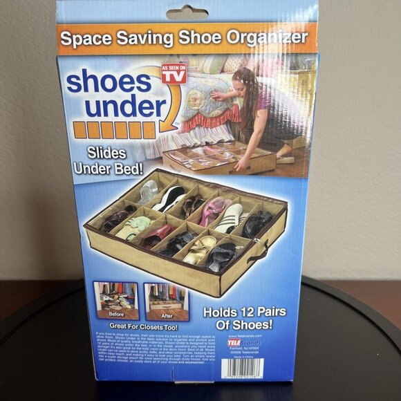 Shoe Organizer Space Saving Slides Under Bed Holds 12 Pairs Shoes or Other Items - Picture 3 of 6